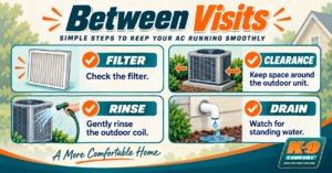 Homeowner checklist for central AC maintenance between professional visits